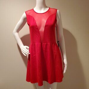 NWT For Love & Lemons Lulu Mesh Skater Dress Red L